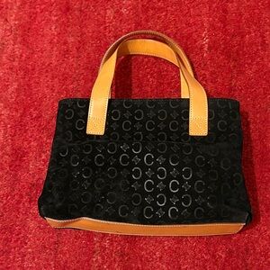Celine Suede Black and Tan Designer Tote Bag